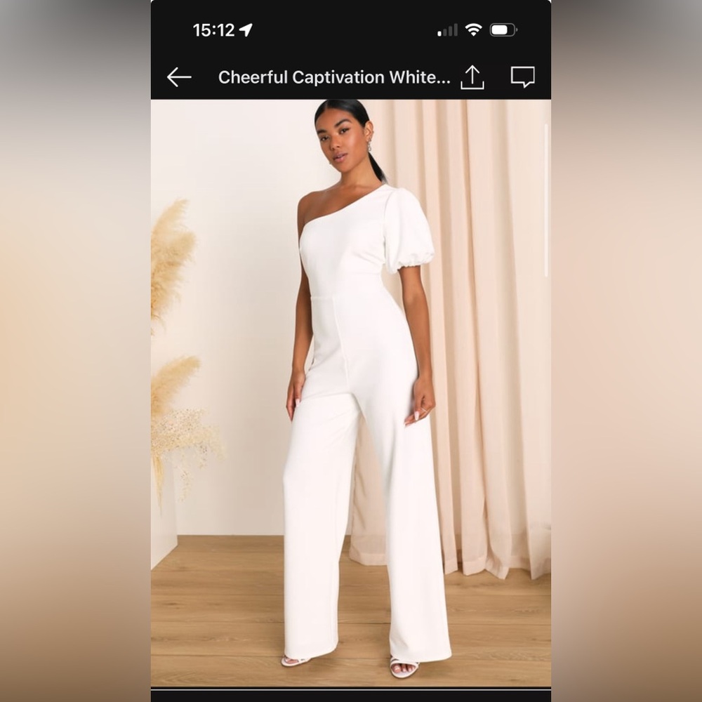 Cheerful Captivation White One-Shoulder Wide-Leg Jumpsuit